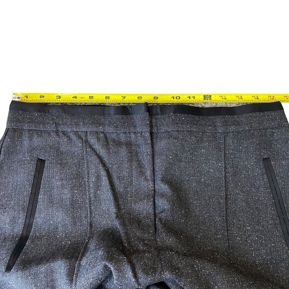 Rebecca Taylor Womens 12 Tailored Trouser Pant Charcoal Gray Herringbone Pleated - Picture 14 of 15